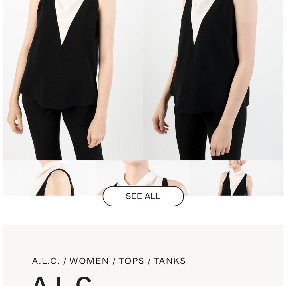 A.L.C. Women's Black and Cream Tank Top